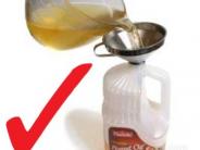 Pour grease in jug