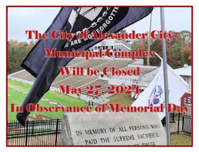 May 27, 2024 Memorial Day Closure