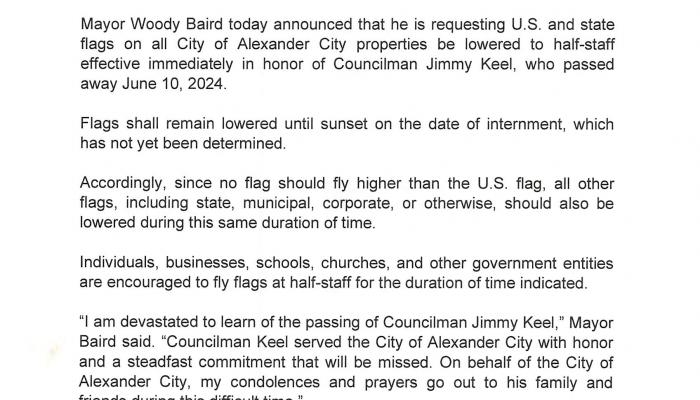 PASSING OF COUNCIL MEMBER JIMMY KEEL